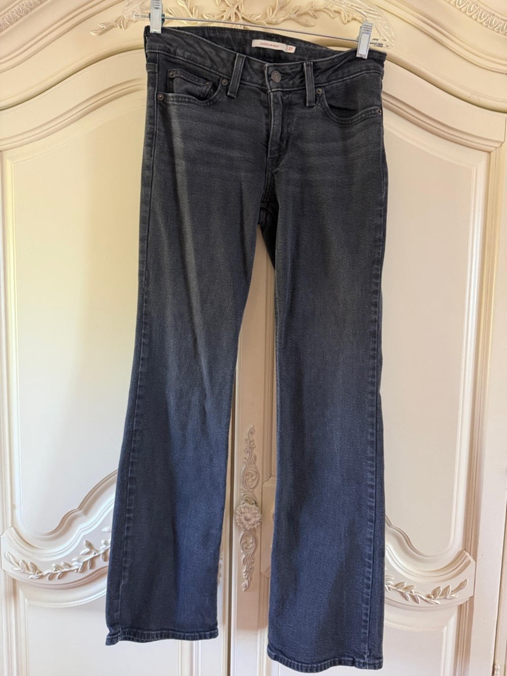 Levi’s Black Jeans 27 Gray Superlow Boot Cut Strauss stretch red tab W27 x L32 4 - Picture 4 of 15